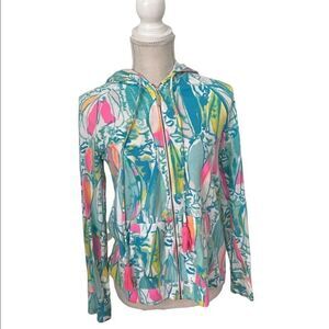 Lilly Pulitzer mooring hoodie multi beach and bae print sailboats